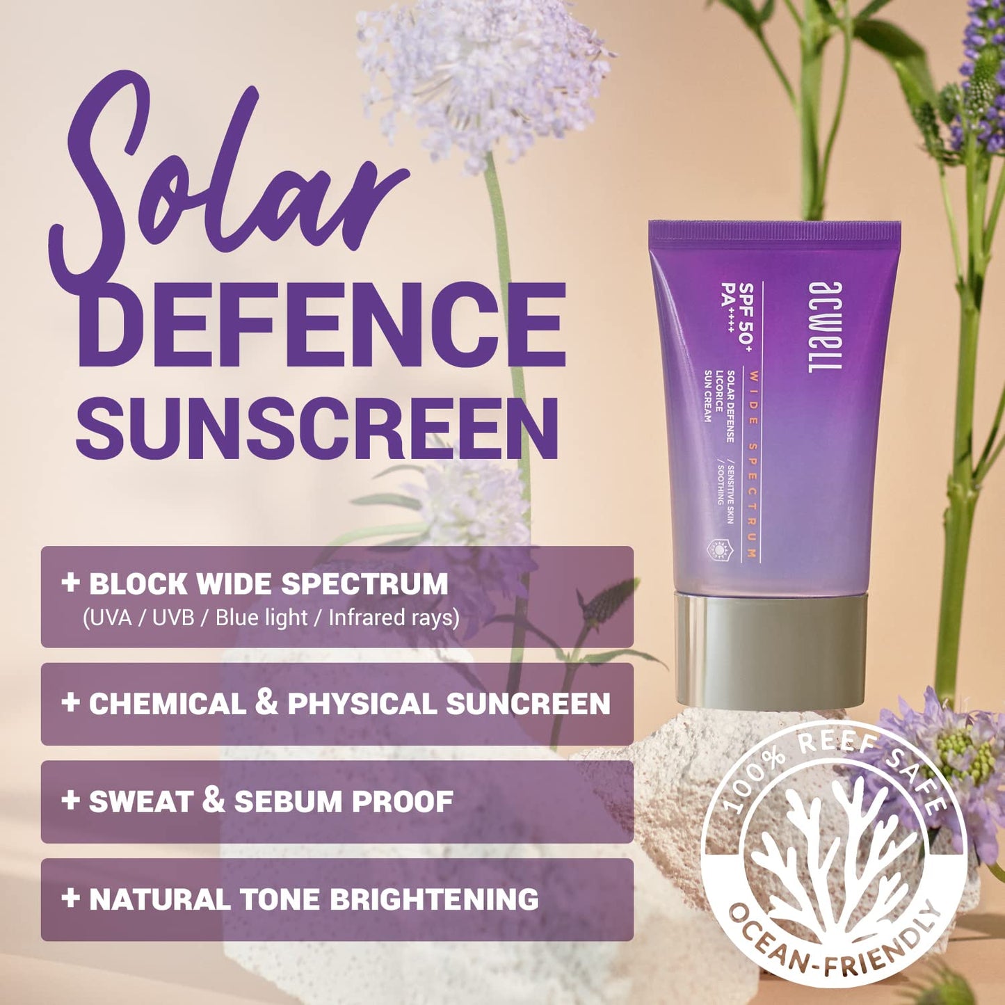 ACWELL - Solar Defense Licorice Sun Cream SPF 50+